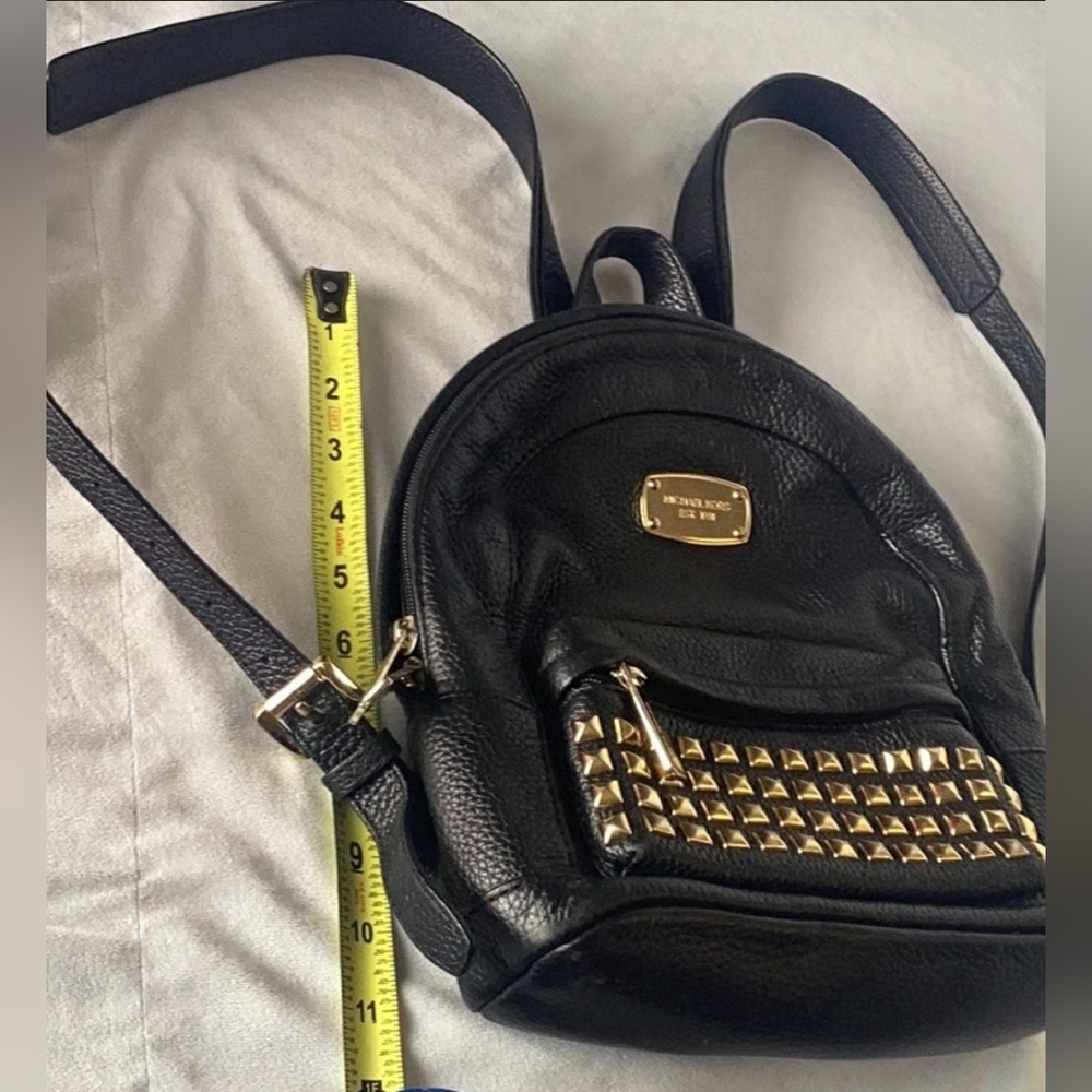 Michael Kors MK Designer Rhea Small designer Studded backpack black gold - Picture 2 of 7